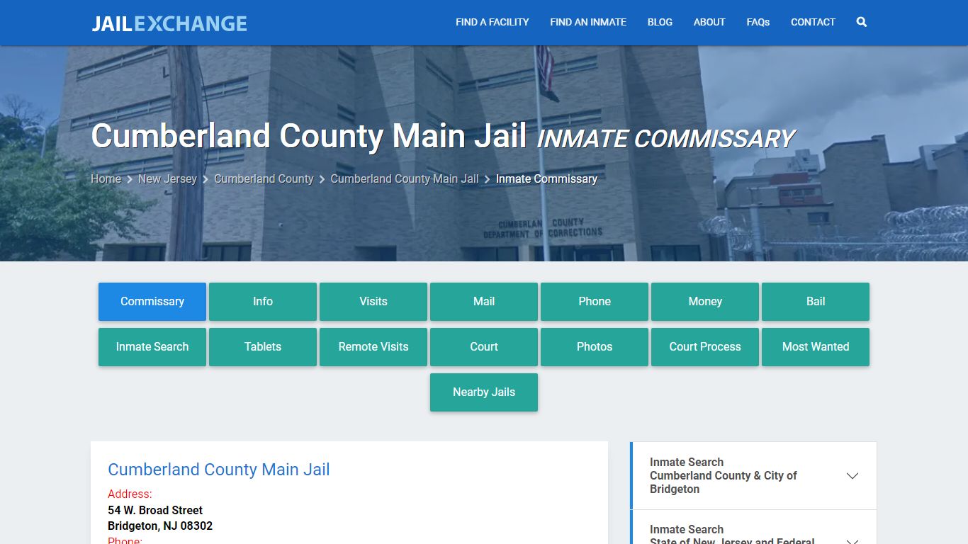 Cumberland County Main Jail Inmate Commissary
